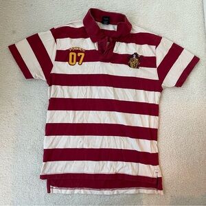 Harry Potter Universal Studios Gryffindor Quidditch Striped Polo-Style T-Shirt